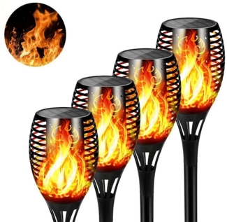 oyajia LED Solarleuchte 2/4/6 x Solar Flammen Lampe 33 LEDs Flammenlicht Solar LED-Fackeln, LED fest integriert, Warmes Licht, IP65 Wasserdicht, Automatisch Ein/Aus LED-Gartenlampe, Solarleuchte