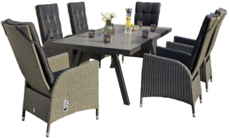 Dining-Set Vivera , Rattan , Grau, Schwarz , 0 x 0 x 0 cm