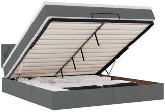vidaXL Ottomane Bett mit Matratze & LEDs Dunkelgrau 180x200 cm Stoff 3312410