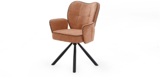 Armlehnenstuhl Jolanda / Julia, Metall, Polyester, Webstoff, Orange, 63 x 89 x 61 cm
