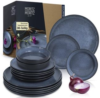 Moritz & Moritz Tafelservice VIDA Geschirrset Blau (36-tlg), 12 Personen, Kombigeschirr für 12 Personen