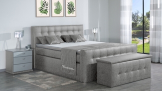 Meisterbetten Boxspringbett Celo 100x200 in MS-Silver Grey, Matratzenbezug Nano, Ergoflex-Topper