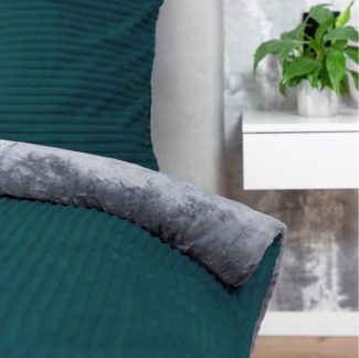 One Home Bettwäsche Winter Cashmere Touch Cord Optik, Fleece, 3 teilig, flauschig warmes Teddy Plüsch, Doppelbett