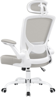 Ergonomischer Bürostuhl mit Kopfstütze, Armlehnen, Wippfunktion, 150 kg Hellgrau