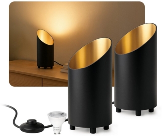 SSC-LUXon LED Spiegelleuchte Bodenlampe AUREVA Uplight mit LED GU10 fourSTEP 5W warmweiß Tischlampe, Warmweiß