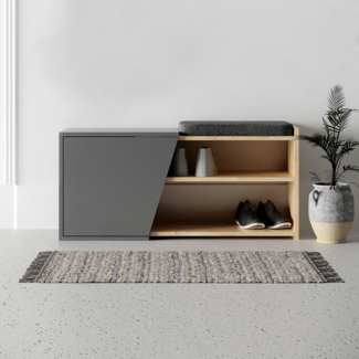 Schuhschrank, 'Fiona', 37 x 47 x 104, Eiche, Anthrazit