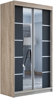 Schwebetürenschrank ERA 2-türig Schrank 120 cm (mit Spiegel) Farbe: Sonoma , schwarz