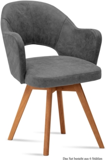 Armlehnstuhl (6er-Set) Dolly 59 x 87 x 61 Eiche geölt/Grau