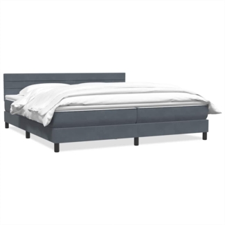 vidaXL Boxspringbett mit Matratze Dunkelgrau 180x210 cm Samt 3316318
