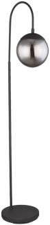 LED Stehlampe, Glas-Kugel, rauch, schwarz-matt, H 150 cm