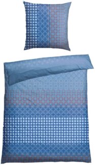 Schiesser Bettwäscheset Henka - Feinbiber - 2-teilig - 155 x 220 cm - Hellblau-Braun