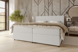 99rooms Boxspringbett Kira (Schlafzimmerbett, Bett), 140/160/180x200 cm, in Strukturstoff NEVE, mit Topper, Frontauszüge