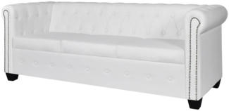 vidaXL Chesterfield-Sofa 3-Sitzer Kunstleder Weiß 242372