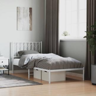 vidaXL Bettgestell mit Kopfteil Metall Weiß 90x200 cm 374479