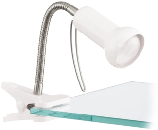 Eglo 81262 Klemmleuchte FABIO weiß, silber E14 max. 1X40W H:30cm mit Kabelschalter