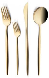 Karaca Besteck-Set Karaca Bella Shiny Gold Besteck Set für 6 Personen, 24 Teilig, 6 Personen, Besteck Set mit Messer Gabel Löffel Edelstahl 18/10 Essbesteck