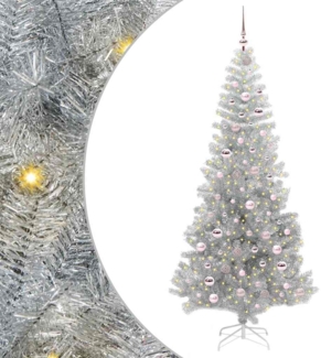 vidaXL Weihnachtsbaum mit 300 LEDs mit Ständer Silber 210 cm Haustier 3396685