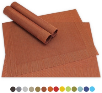 matches21 HOME & HOBBY Platzset Tischsets BORDA 4er Set Kupferfarben als Tischuntersetzer, (4-St), Abwaschbare Platzsets als Tischunterlagen für Ess-Tisch Tisch-Deko