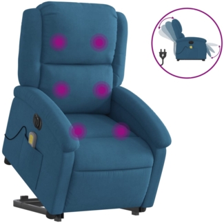 vidaXL Massagesessel mit Aufstehhilfe Elektrisch Blau Samt 3204343