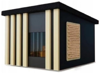 QLS Tierhaus Katzenhaus Premium, 56x47cm Katzenhütte Höhle Outdoor draußen winterfest isoliert Holz