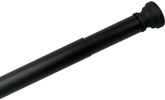 Ekershop Duschvorhangstange Alu Schwarz Matt Duschstange 140 - 250 cm Teleskopstange Klemmstange, Ø 28 mm, ausziehbar, kürzbar, geklemmt, Aluminium, für Duschvorhang ohne Duschvorhangringe, Antirutsch Pet, ohne Bohren