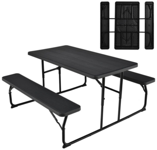 COSTWAY Bierzeltgarnitur, 136 cm Campingtisch mit Bänken, klappbar