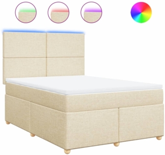 vidaXL Boxspringbett mit Matratze Creme 160x200 cm Stoff 3293629