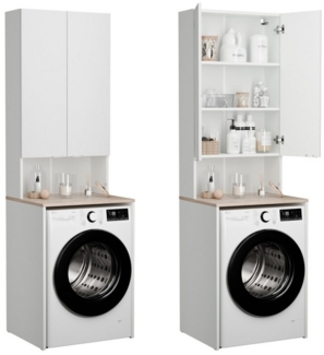 Platan Room Waschmaschinenumbauschrank Badschrank LORA Waschmaschinenschrank Badezimmer Hochschrank 210 x 65 x 50 cm