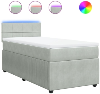 vidaXL Boxspringbett mit Matratze Hellgrau 80x200 cm Samt 3289890