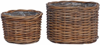 vidaXL Blumentopf Korb mit Speicher 2 pcs Braun Kubu Rattan 42020962