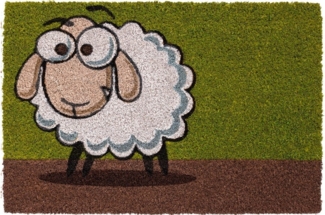 matches21 HOME & HOBBY Fußmatte Kokosmatte Schaf als aussen Sauberlaufmatte, rechteckig, Höhe: 15 mm, Rutschfeste Kokos-Türmatte als Outdoor Schmutzfangmatte 40x60 cm