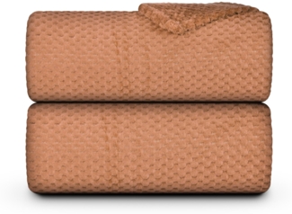 Kuscheldecke Flanell Decke 150x200cm ( Caramel ) Flauschige Struktur Wohndecke für Sofa, Couch und Bett, Tagesdecke OEKO-TEX - Sofaüberwurf