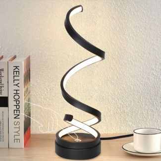 Nettlife LED Tischleuchte LED Tischleuchte Schwarz Modern Spiral, Touch Dimmbar, LED fest integriert, Warmweiß, Neutralweiß, Kaltweiß, 12W mit 1,6M Kabel, für Schlafzimmer Wohnzimmer Büro