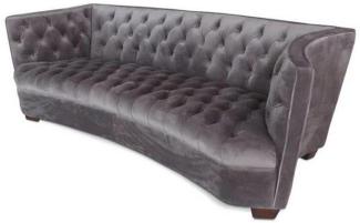 Casa Padrino Luxus Chesterfield Samt Sofa Grau / Braun 221x99 x H. 72 cm