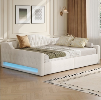 REDOM Daybett Funktionsbett,Tagesbett,Schlafsofa (mit LED-Gürtel, Stauraum & Leinenpolsterung – Flexibles Design)