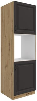 Küchen Hochschrank 60 cm Stilo Grau + Eiche Artisan Küchenzeile Küchenblock