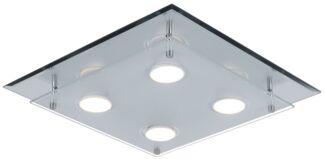 LED Deckenleuchte, Chrom Glas satiniert, H 8 cm