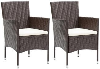 vidaXL Garten-Essstühle 2 Stk. Poly Rattan Braun 318496