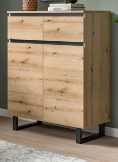 Kommode Gelia in Eiche und schwarz 80x99 cm