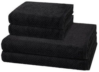 Cawö Pure 4 tlg. Frottier-Set - 2 X Handtuch (50 X 100cm), 2 X Duschtuch (80 X 150cm) - 494 g/m2 - Basalt