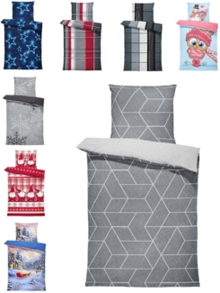 One Home Bettwäsche Winter Thermofleece, Fleece, 2 teilig, Geometrisch Wende, kuschelig flauschig warm weich Modern