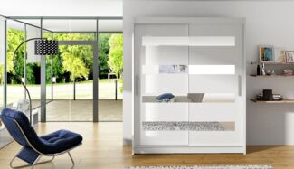 Kleiderschrank Westa XIII, ohne Beleuchtung, Farbe: Weiß / Weiß + Spiegel