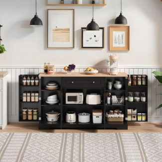 REDOM Sideboard Multifunktionales Küchenbuffet,Kommode (Multifunktionales Küchenbuffet mit Schublade, verstellbaren Einlegeböden & Kippschutz – Modernes Design), mit Kippschutz, mit Schublade