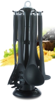 Küchenhelfer Küchenutensilien mit Ständer 7-tlg. Royalty Line RL-U7 Schwarz