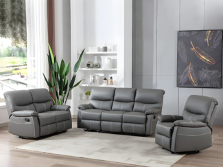 Vente-unique - Relaxsofa 3-Sitzer - Kunstleder - Grau - CANBY