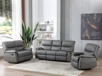 Vente-unique - Relaxsofa 3-Sitzer - Kunstleder - Grau - CANBY