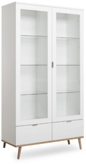 Finori Vitrine Göteborg 54 Weiß, Sonoma Eiche, Modern, Metallgriffe, ABS-Kante, 100 x 186 x 40 cm