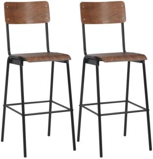 vidaXL Barhocker 2 Stk. Braun Massives Sperrholz Stahl 280079