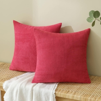 Kordsamt Kissenbezug 40x40 cm Rot Sofakissen Überwurf Zierkissen 2er Set