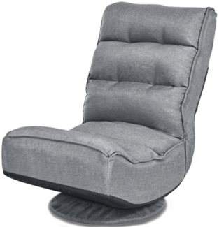 COSTWAY Bodenstuhl 360°drehbar Bodensessel mit 5-Fach Verstellbarer Rückenlehne Bodensofa 150kg belastbar Lazy Sofa Grau